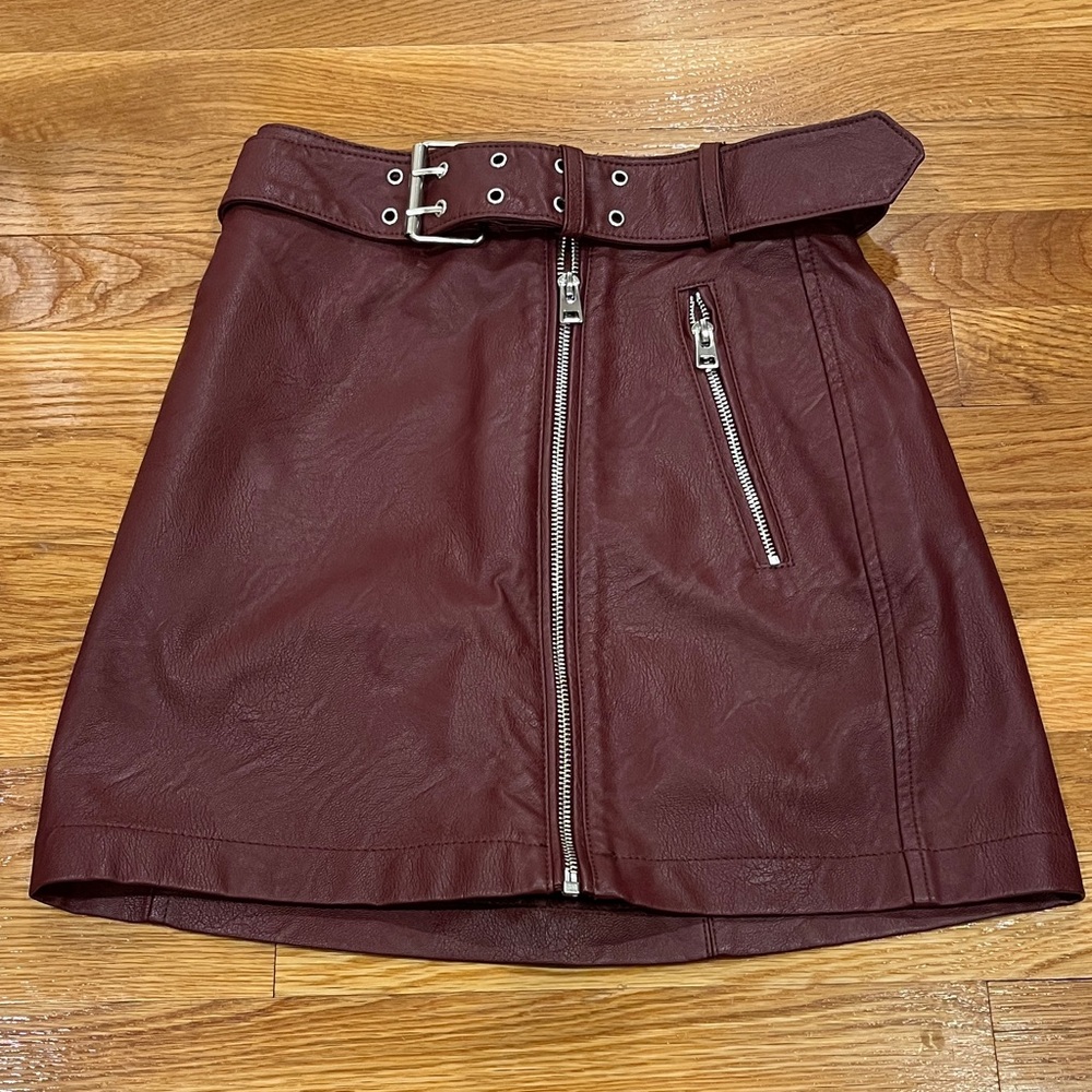 Topshop Maroon Mini Skirt with Belt